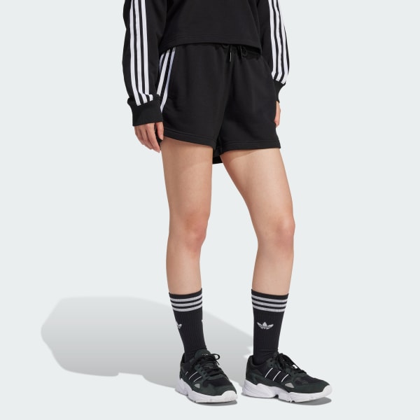 Negro Shorts 3 Franjas Felpa Francesa