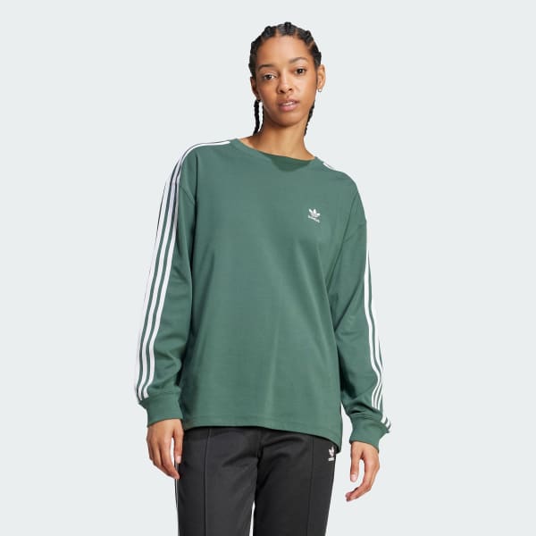Green 3-Stripes Long Sleeve Tee