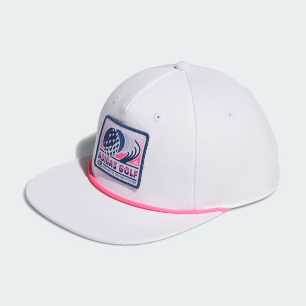 White 5 PANEL PATCH ROPE HAT