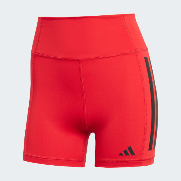 Red Optime 3-Stripes 1/4 Short Leggings