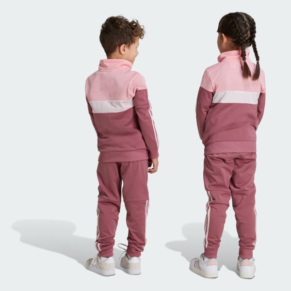 adidas Tiberio 3 Stripes Colorblock Shiny Track Suit Kids Pink adidas Thailand