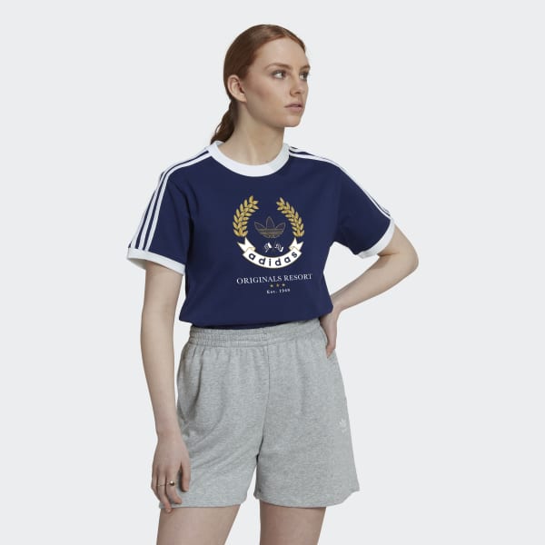 Blue Tee with Crest Graphic MMN63