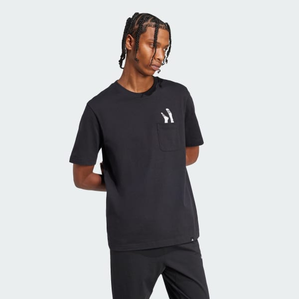 Black Lounge Slides Graphic Pocket Tee