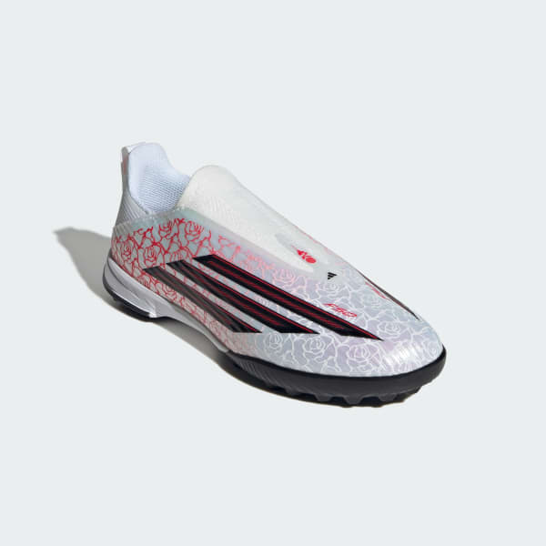 White F50 LEAGUE Laceless Turf Soccer Shoes Kids