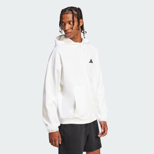 White Future Icons Small Logo Full-Zip Hoodie