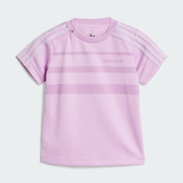 สีม่วง ชุดเสื้อยืดและกางเกงขาสั้นสำหรับเด็ก