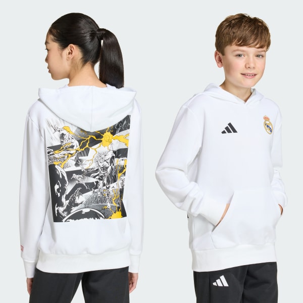 Hvid adidas Real Madrid Avengers hættetrøje til børn