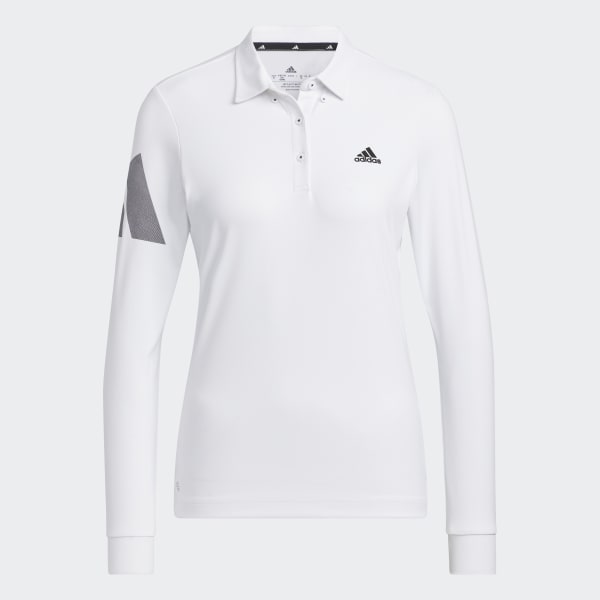 White AEROREADY 3-Bar Long Sleeve Polo Shirt