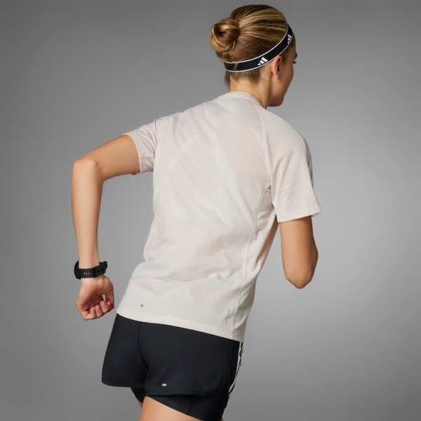 Rosa Camiseta Own the Run 3 Rayas