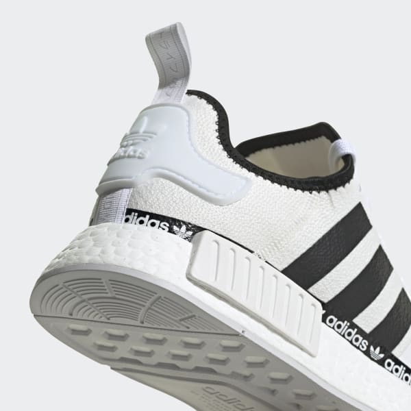 Adidas originals nmd top r1 white/white/black tape logo