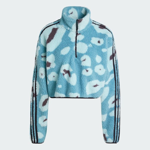 Adidas Top Corto Essentials 3 Franjas Animal Print High Pile Cierre 1 4 Lifestyle