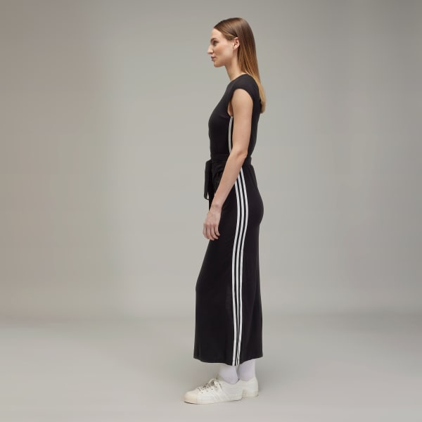 Schwarz Y-3 Tencel Stripes Kleid