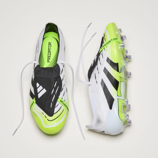 White Predator Elite Fold-Over Tongue Firm Ground Boots