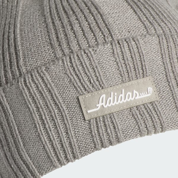 Beige Ribbed Knit Beanie
