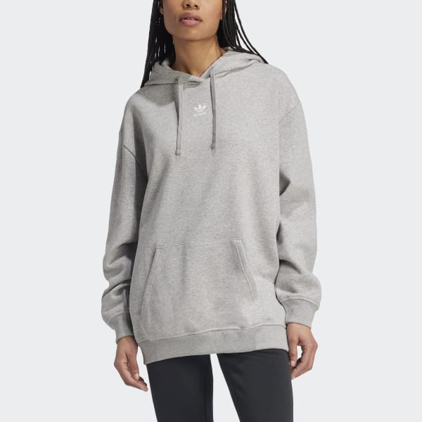 adidas Essentials Oversized Fleece Hoodie - Grey | Free Shipping