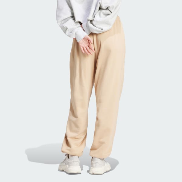 Beige Pantalón Deportivo Corte Holgado