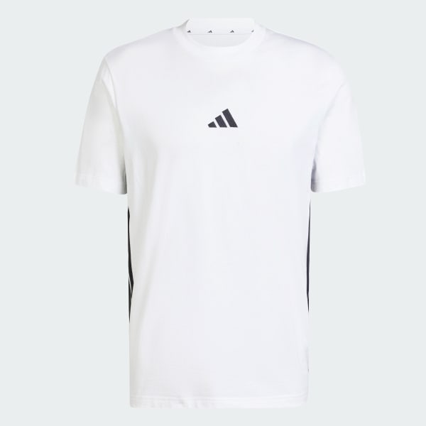 สีขาว เสื้อยืดผ้าซิงเกิลเจอร์ซีย์ Essentials 3-Stripes