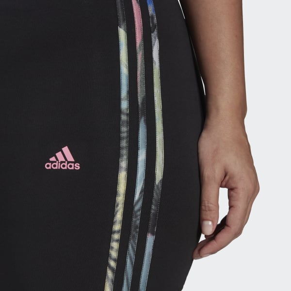 Black Essentials 3-Stripes Leggings (Plus Size) JDW82