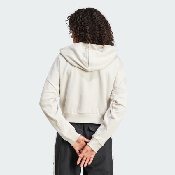 Beige Sudadera con capucha Essentials French Terry Quarter-Zip 3 bandas