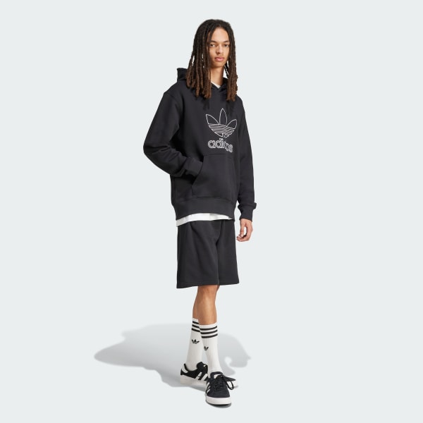 Noir Sweat-shirt à capuche Trèfle ajouré Adicolor