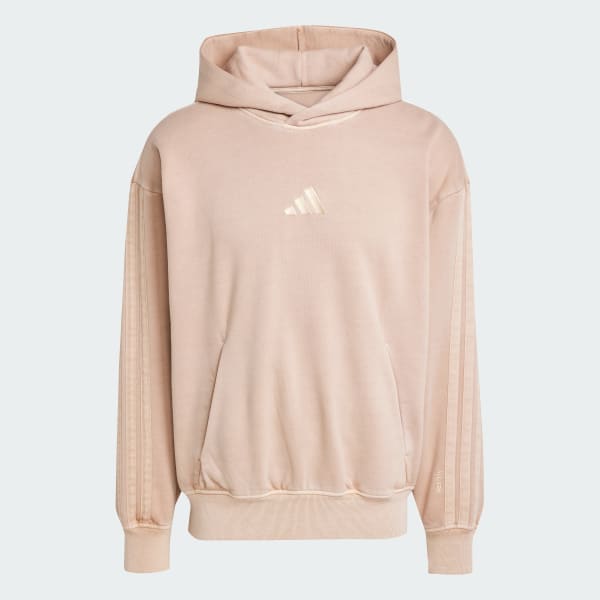 adidas ALL SZN Fleece Washed Hoodie - Brown | Free Shipping with