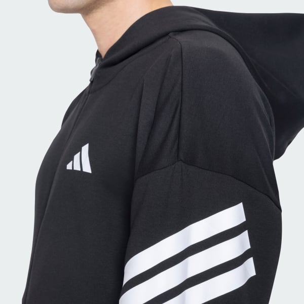 adidas Future Icons 3 Stripes Full Zip Hoodie - Black