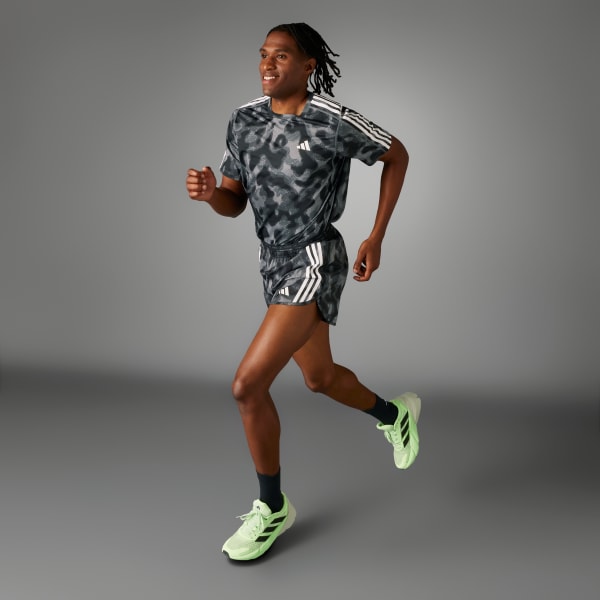 Grigio Short Own the Run 3-Stripes Allover Print