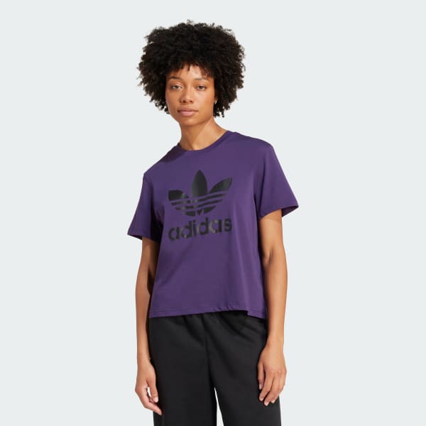 Roxo Camiseta Boxy Adicolor Trefoil