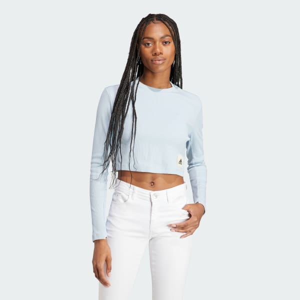Ribbed cropped top - White - Ladies