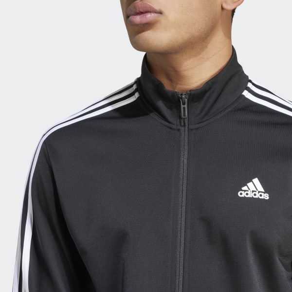 Grey adidas jacket with black stripes store