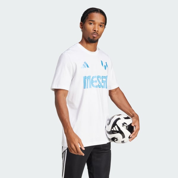 White Messi Name and Number Graphic Tee