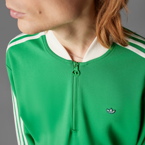 adidas Originals 3-Stripes 1/4 Zip Sweatshirt - Green | Free