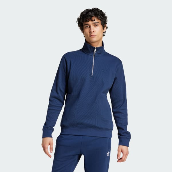 Blue Trefoil Essentials Waffle 1/2 Zip Sweatshirt