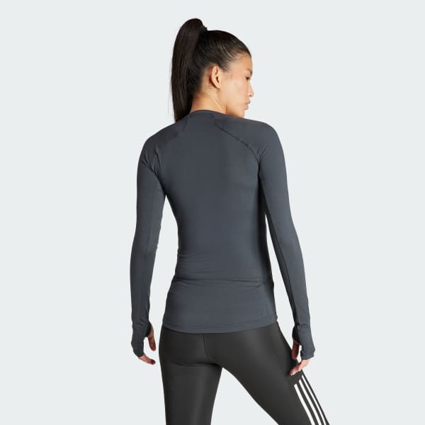 Negro Remera de Entrenamiento Techfit Manga Larga