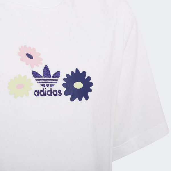 Blanco Camiseta Flower Estampada