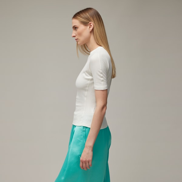 White Y-3 Fitted Short Sleeve Tee