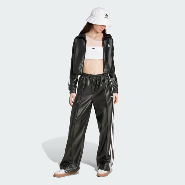 Black Firebird Pleather Track Top