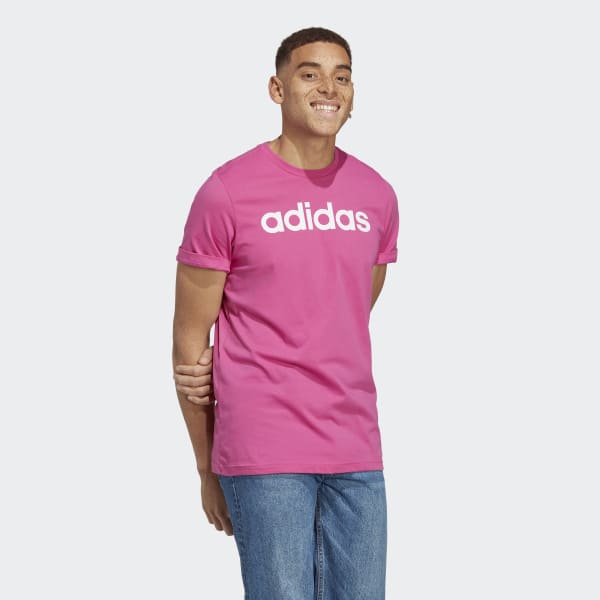 Rosa Remera Essentials Logo Lineal Bordado Tejido Jersey