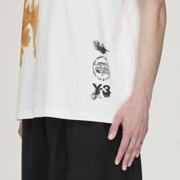 adidas Y-3 AOP Short Sleeve Tee - White | Free Shipping with