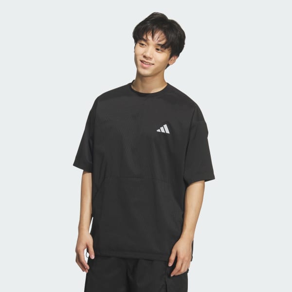 ブラック シティテック ルーズフィット ドットエア ブリーザブル ウーブン半袖Tシャツ