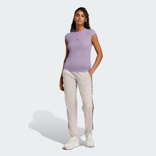 Purpura Pantalón Seasonal Essentials Leopard Print de Tela French Terry 3 Tiras