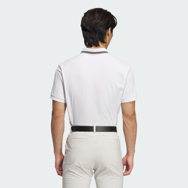 สีขาว เสื้อโปโลแขนสั้นผ้าริบ 3-Stripes