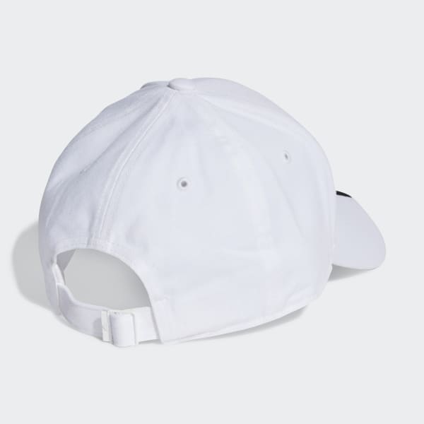 Blanco Gorra Béisbol 3 Franjas Sarga de Algodón