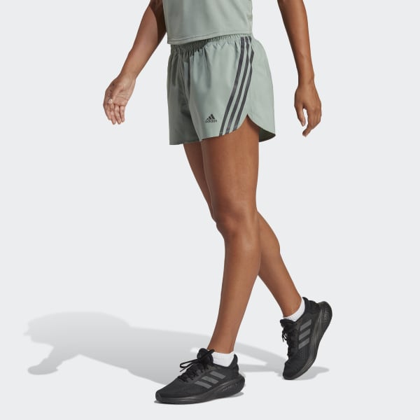 adidas Run Icons 3-Stripes Running Shorts - Green | Women's Running ...
