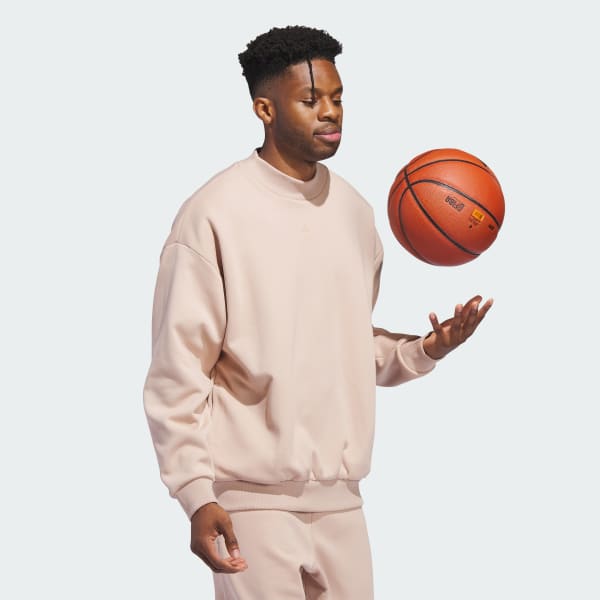 Beige Sudadera adidas Basketball 001_ Cuello Redondo
