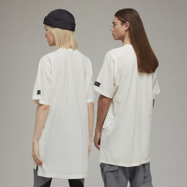 Weiss Y-3 Crepe Jersey Short Sleeve Pocket T-Shirt