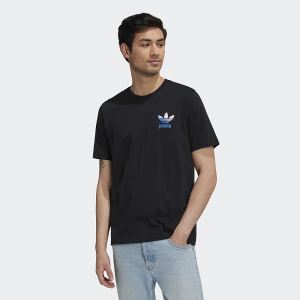 Black Paris City Trefoil T-Shirt EDF58