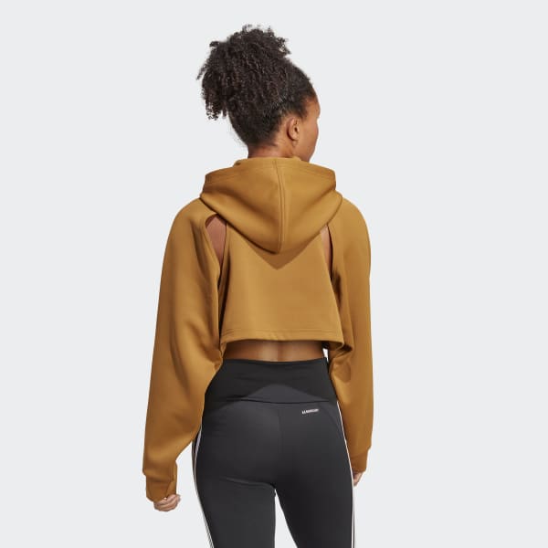 hnědá Mikina HIIT AEROREADY Crop Training Hoodie