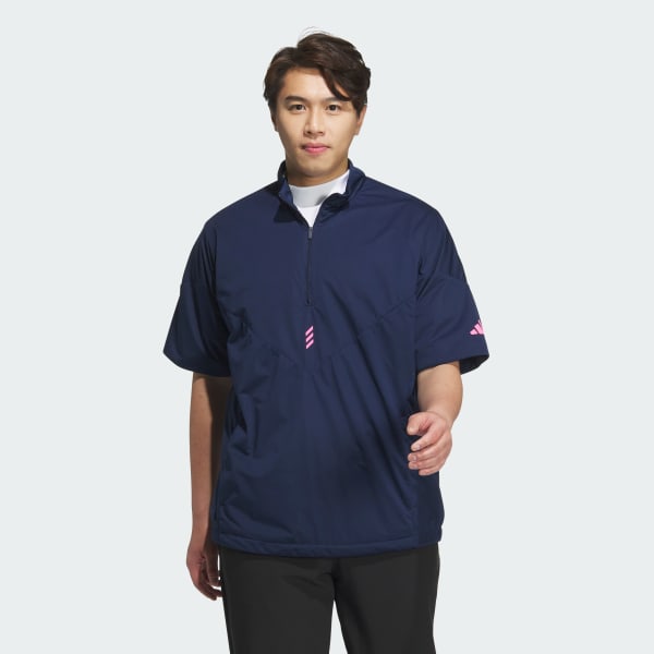 美品 アディダス ゴルフウェア 半袖プルオーバー シャツ ジャージ ハーフジップ adidas アディダス フルジップ 半袖 ジャージ トレフォイルロゴ