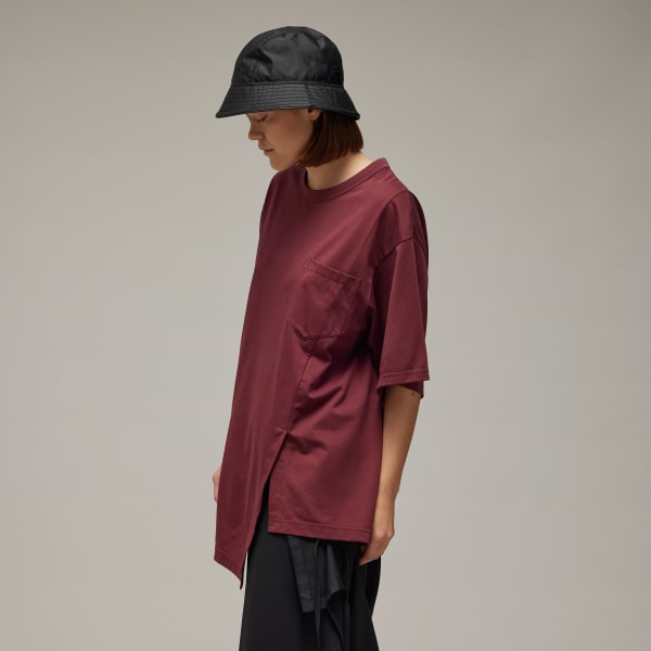 Burgundy Y-3 Premium Loose Short Sleeve Tee